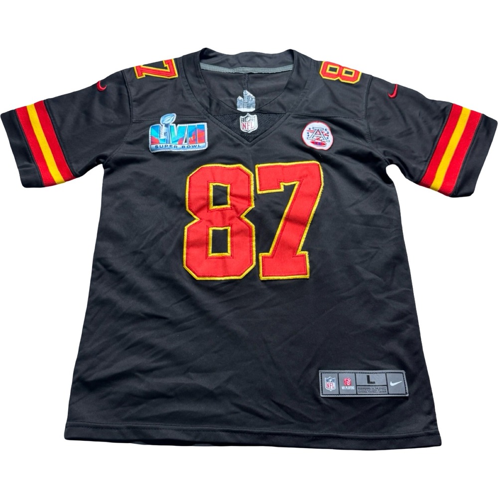 Nike Travis Kelce #87 Chiefs Super Bowl LVII Black Jersey Youth L 14/16 NFL